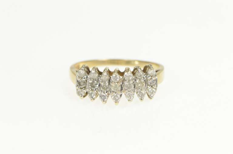 10K Yellow Gold 0.50 Ctw Tiered Diamond Squared Cluster Ring