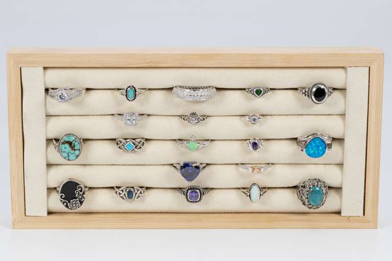 Sterling Silver Ring Assortment Various Sizes & Styles (20 Ring Lot)
