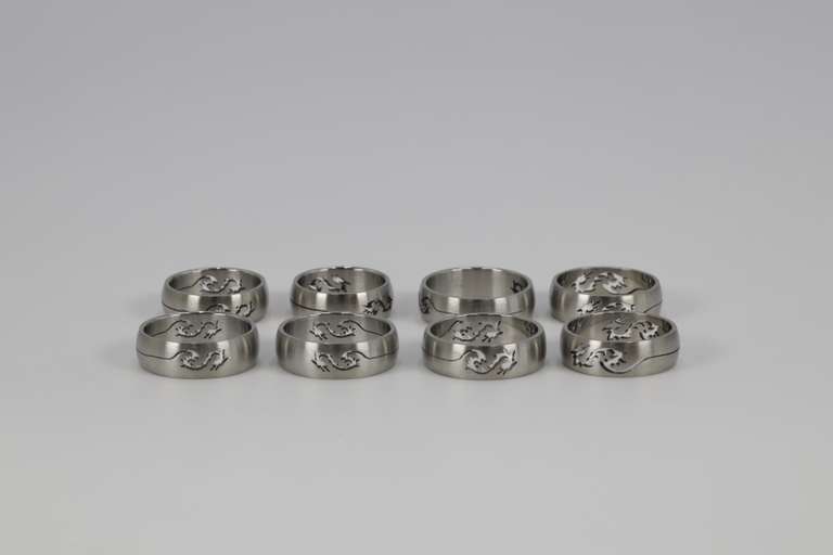 Lot of 19 Stainless Steel 316L Laser Cut Dragon Rings Various Sizes