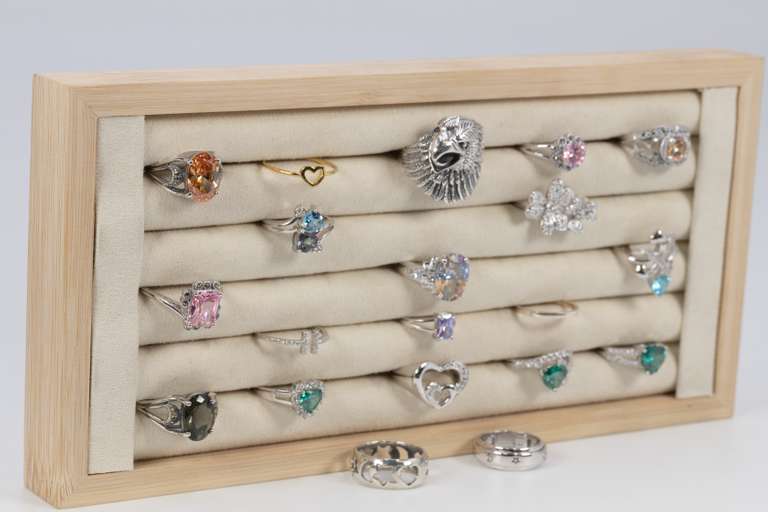 .925 Sterling Silver Curated Ring Set 20 RIng Lot Various Sizes & Styles