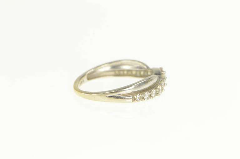 14K White Gold 0.42 Ctw Diamond Curved Layered Look Wedding Ring