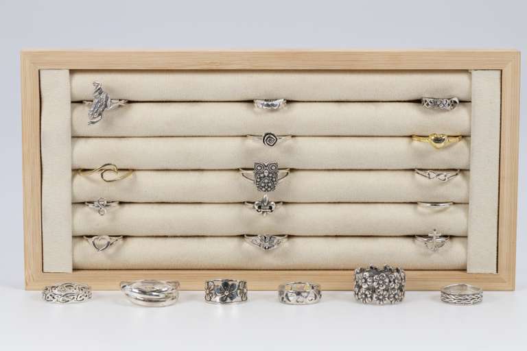 .925 Sterling Silver Curated 20 Ring Lot Various Sizes & Styles