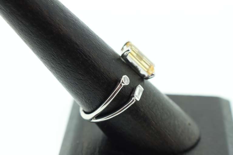 Radical Citrine and Diamond 18k White Gold Ring