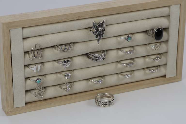 .925 Sterling Silver Curated Lot of 20 Rings Various Sizes & Styles