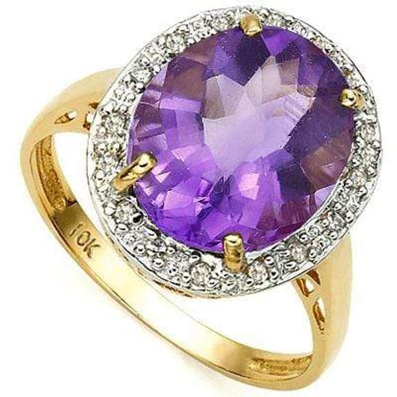 3.532 CARAT TW (17 PCS) AMETHYST & GENUINE DIAMOND 10K SOLID YELLOW GO