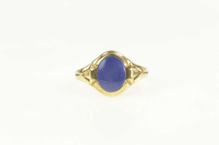 10K Yellow Gold Retro Synthetic Blue Star Sapphire Ring