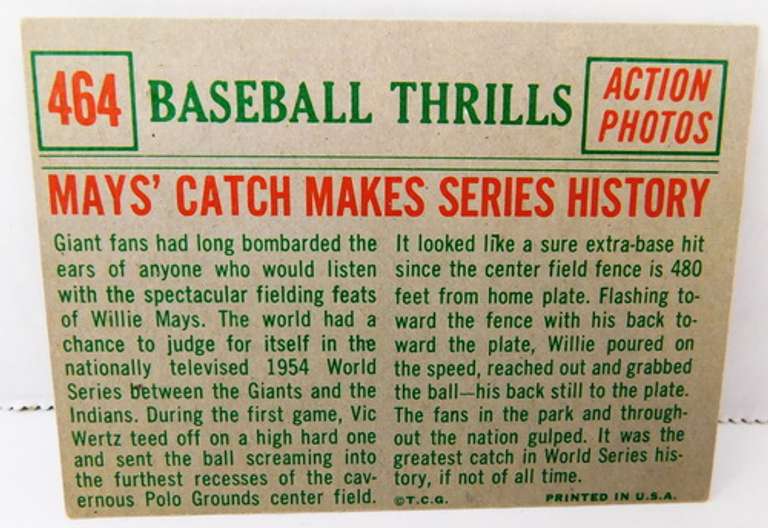 May's Catch Makes Series History Baseball Card
