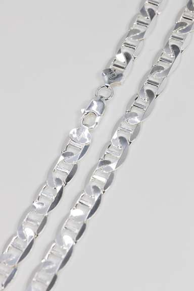 Sterling Silver Flat Marina Link Chain 10mm 925 Italy Anchor Mariner Necklace 26"