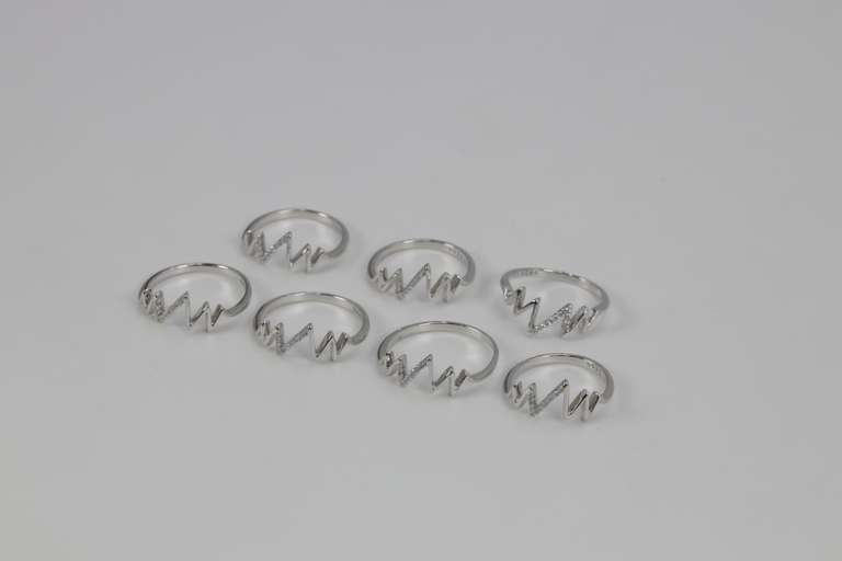 .925 Sterling Silver EKG Rings Lot of 40 Rings Various Sizes
