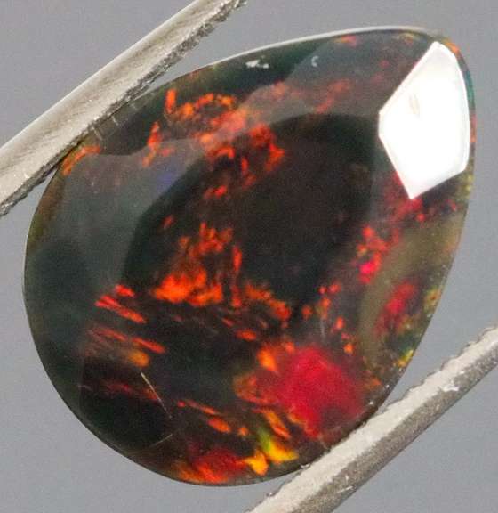 Fully faceted 2.24ct pear cut Black Opal