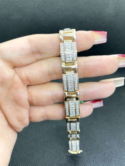 NEW UNUSUAL MENS 10KT GOLD DIAMOND BRACELET