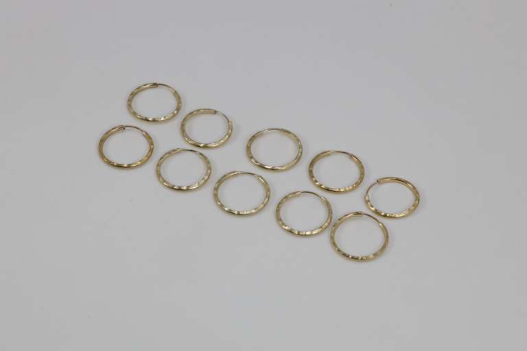 10k Yellow Gold Diamond Cut Hoop Earrings Lot of 5 Pairs 15mm