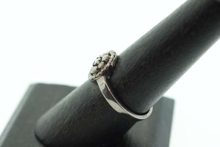 Pretty Sterling Silver Diamond Cluster Ring