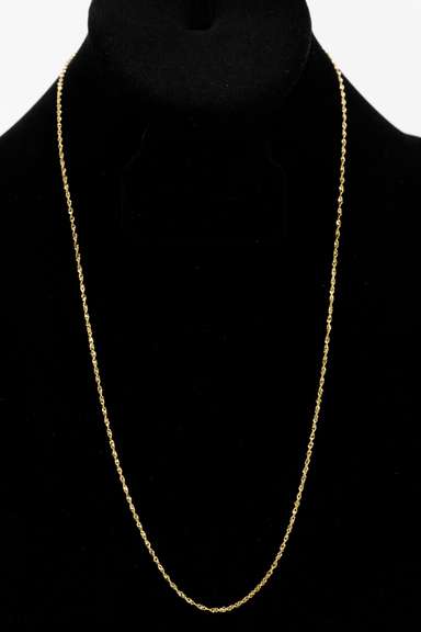 14k Yellow Gold Solid Singapore Rope Link Chain 1.4mm Necklace 22"