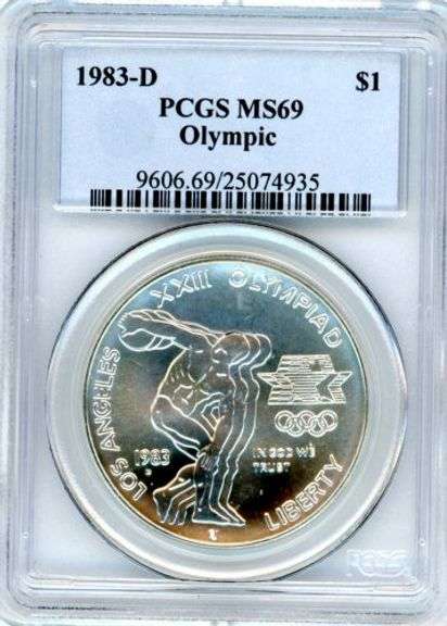 1983-D Olympics BU Commemorative Silver Dollar in PCGS MS69