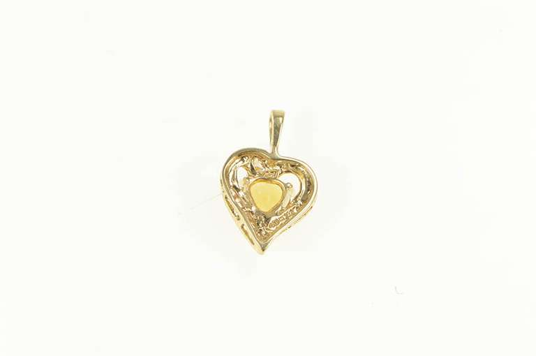 10K Yellow Gold Heart Synthetic Citrine CZ Classic Love Pendant
