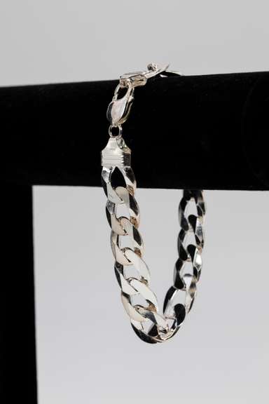 .925 Italian Sterling Silver 14.5mm Curb Link Chain Necklace 9.5 Inches