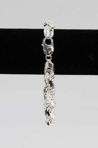.925 Italian Sterling Silver 9.7mm Rope Chain 9 Inches Handmade