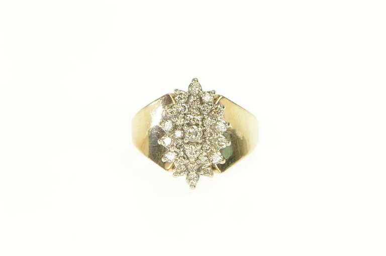 14K Yellow Gold 0.84 Ctw Marquise Diamond Cluster Bypass Ring