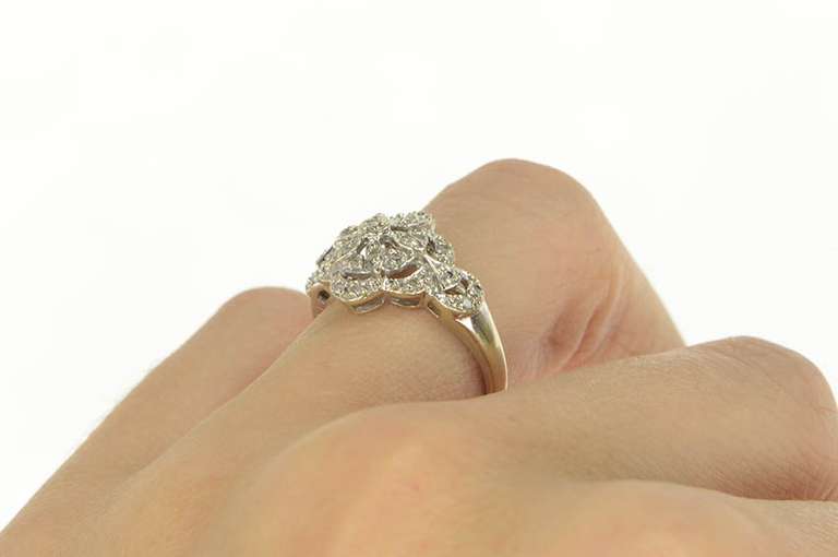 10K White Gold 0.20 Ctw Pave Diamond Encrusted Engagement Ring
