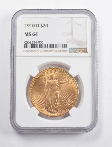 MS64 1910-D $20 Saint-Gaudens Gold Double Eagle NGC