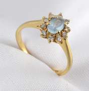 Feminine Blue Topaz and Diamond Ring