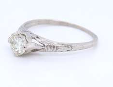 Vintage Platinum approximate 0.70ct European Cut Diamond Engagement Ring