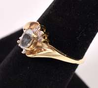 Lovely Aquamarine and Diamond Ring in Yellow Gold