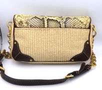Preowned Designer Prada Straw Python Shoulder Bag