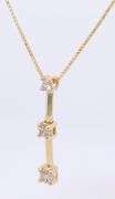 Wonderful Yellow Gold 3 Stone Diamond Pendant on Chain Necklace