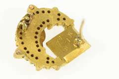 10K Yellow Gold Alpha Zeta Seed Pearl Moon Book Lapel Pin/Brooch