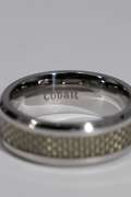 Men's Cobalt Shiny Grey Carbon Fiber Wedding Band Ring Size 10
