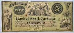 $5 Bank of South Carolina Cheraw Note