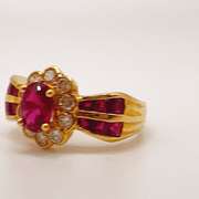 18kt Solid Yellow Gold, Ruby, & Diamond Ring