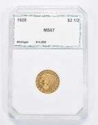 MS67 1928 $2.50 Indian Head Gold Quarter Eagle - Graded PCI