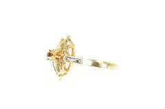 14K Yellow Gold Ornate Ruby Diamond Enamel Flower Cocktail Ring