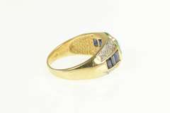 14K Yellow Gold Emerald Cut Syn. Emerald & Sapphire Diamond Ring