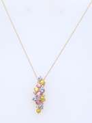 Charming Yellow Gold Multi Color Sapphire Pendant on Chain