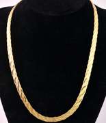 Brilliant Braided Herringbone Necklace in 14K Yellow Gold