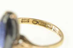 14K Yellow Gold Victorian Ornate Oval Hematite Statement Ring