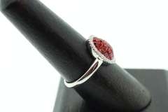 Fiery Orange Sapphire Cluster 18k White Gold Ring with Diamond edge