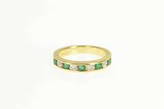 14K Yellow Gold 0.72 Ctw Diamond Emerald Wedding Band Ring