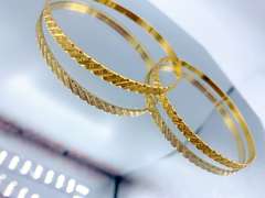 Set of 2x 22kt Solid Yellow Gold Bangle Bracelets