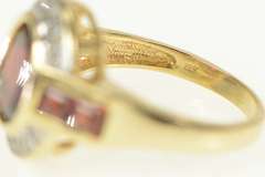 14K Yellow Gold Oval Garnet Diamond Halo Princess Statement Ring