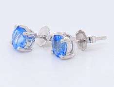 Gorgeous White Gold Blue Topaz Stud Earrings
