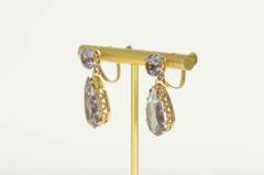 14K Yellow Gold Victorian Amethyst Pear Dangle Screw Back Earrings