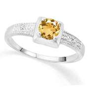 3/5 CITRINE & DIAMOND 925 STERLING SILVER RING