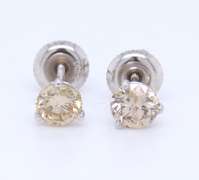 Popular White Gold 1.11ctw Champagne Diamond Stud Earrings