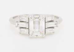 Certified 1.55CTW Emerald Cut Diamond Engagement Ring