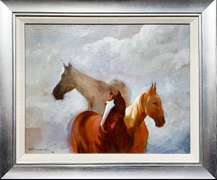 Siamak Etemadi Original Oil on Canvas "Horses"